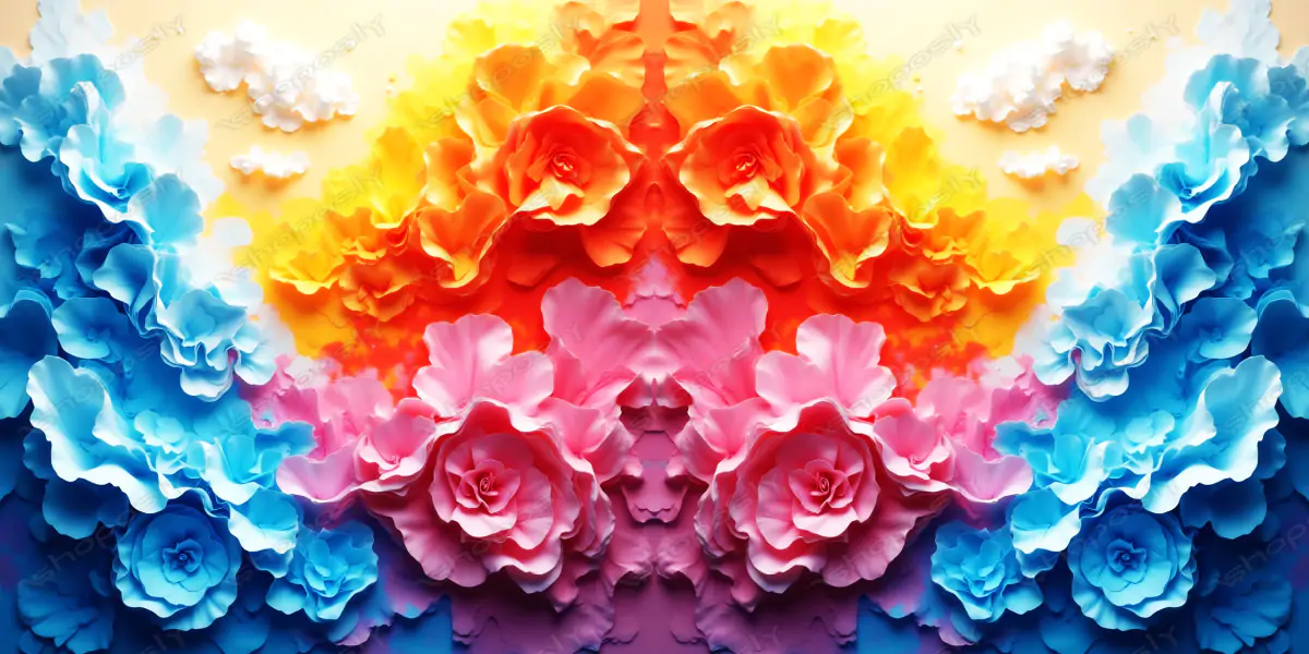 Symphony of Petals – Ultra-Realistic Multicolor Floral Kaleidoscope Art (5000 x 5000 px, 300 DPI)