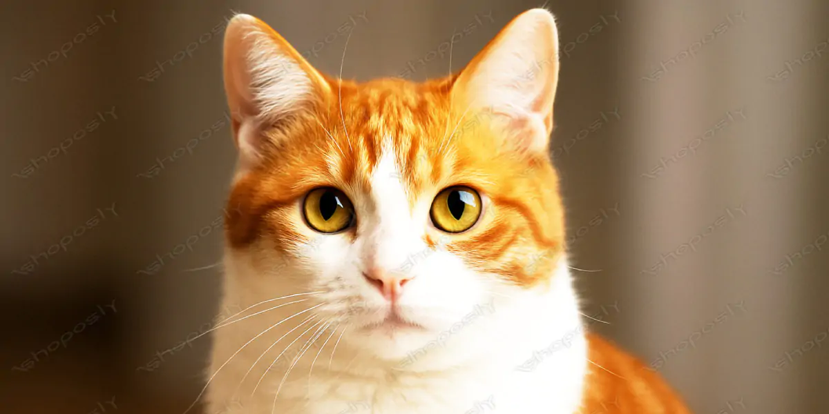 Golden-Eyed Orange and White Tabby Cat Portrait – Ultra-Realistic Close-Up Pet Image