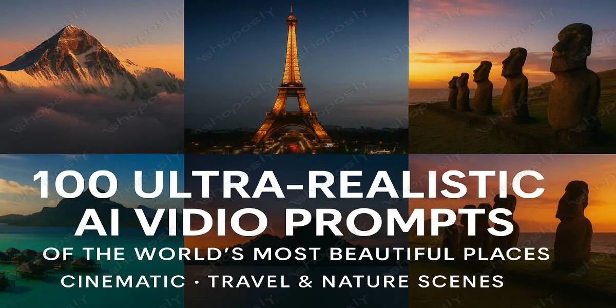 100 Ultra-Realistic AI Video Prompts of the World's Most Beautiful Places – Cinematic, Travel & more