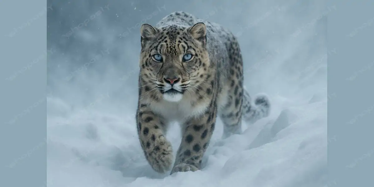 Majestic Snow Leopard in Frozen Wilderness – 1536 x 1024 Pixels, DPI: 72 Pixels/Inch – PNG Format