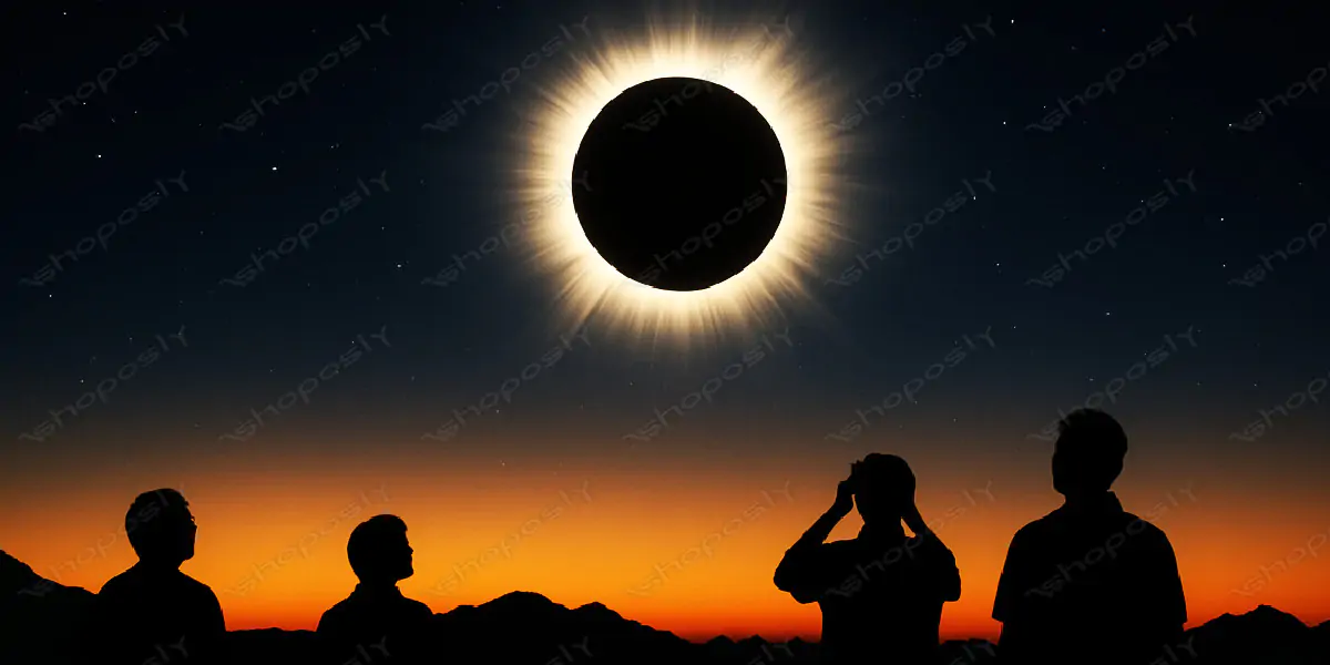 Eclipse Over Mountains – Witnessing the Celestial Dance in a High-Resolution 4500x3000 AI Image