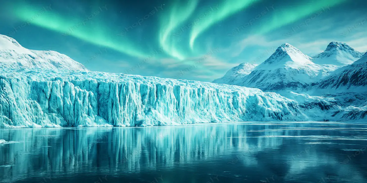Arctic Glacier Under the Aurora – Hyper-Realistic Frozen Landscape with Northern Lights