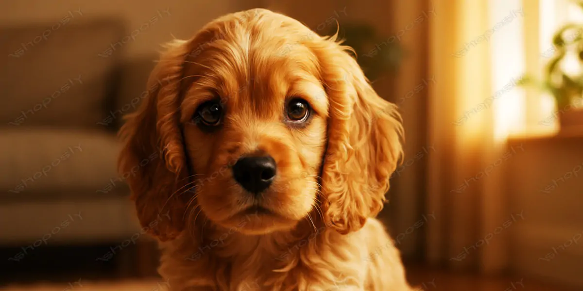 Adorable Cocker Spaniel Puppy in Warm Light – Ultra-Realistic AI Portrait (4500 x 3000 px, 300 DPI)