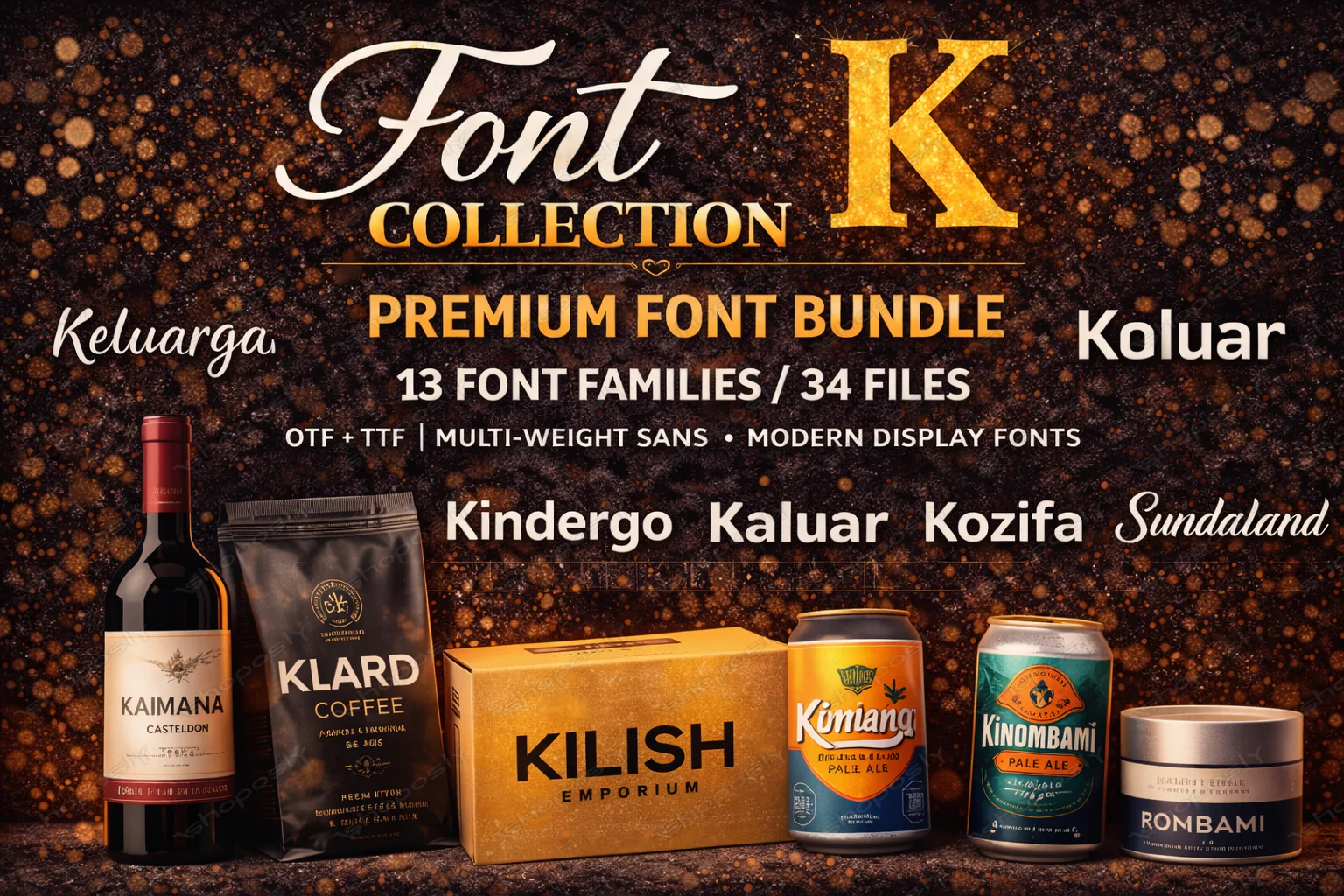 Font Collection K – Premium Font Bundle (13 Families / 34 Files) | OTF + TTF | Multi-Weight Sans