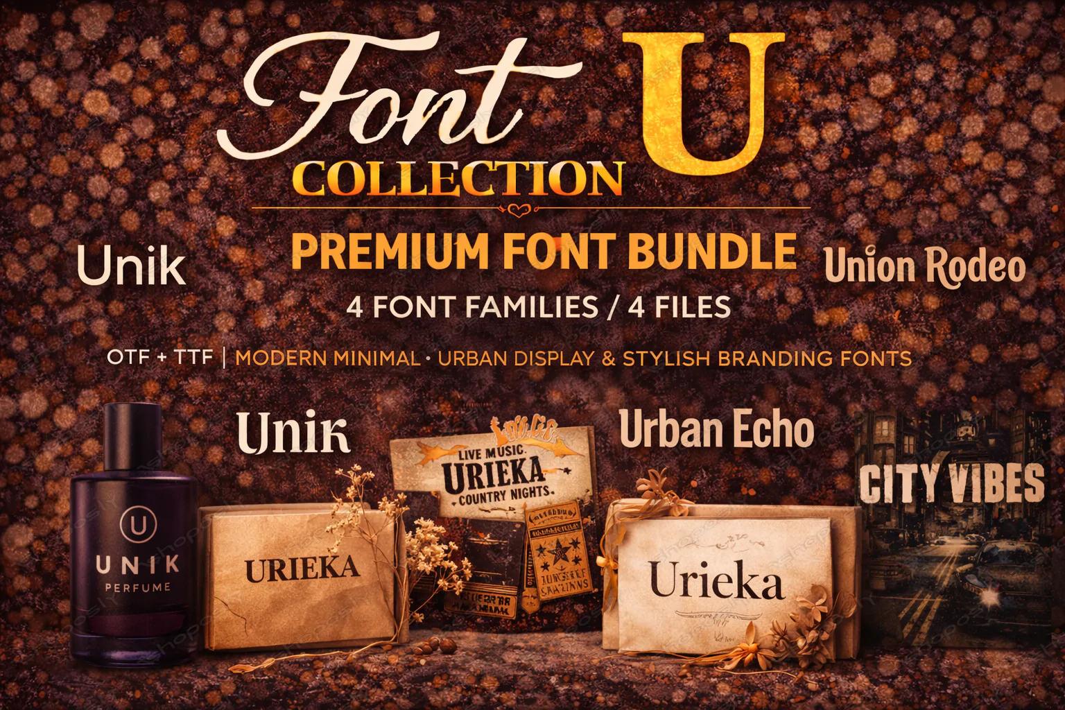 New 2026 Font Collection U – Premium Font Bundle (4 Families / 4 Files) | OTF + TTF | Modern Minimal
