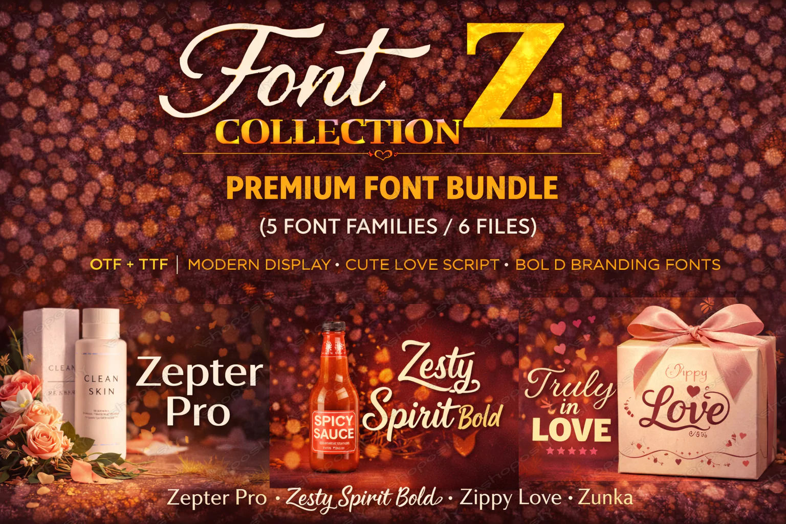 Font Collection Z – Premium Font Bundle (5 Families / 6 Files) | OTF + TTF | Modern Display