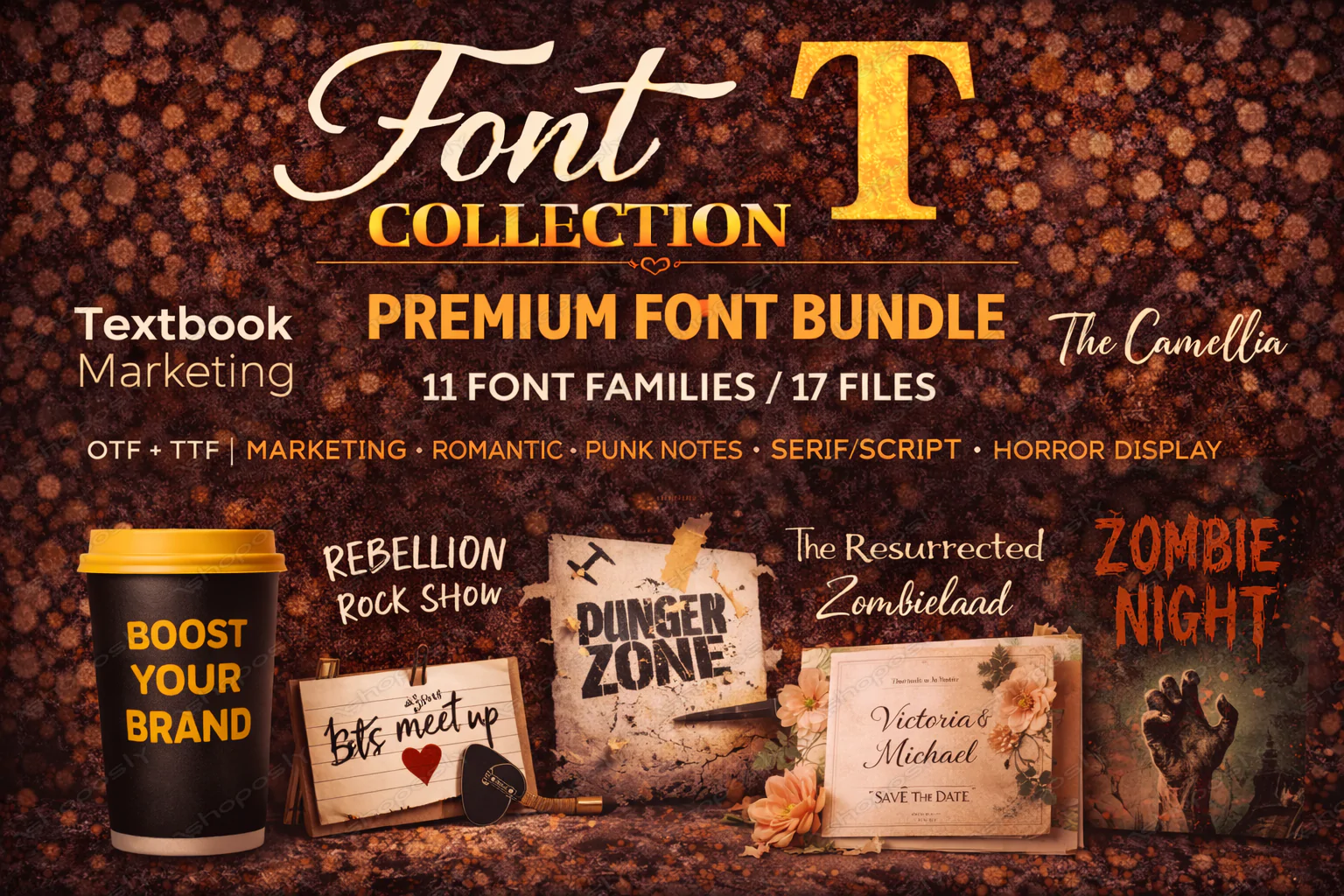 New 2026 Font Collection T – Premium Font Bundle (11 Families / 17 Files) | OTF + TTF | Marketing