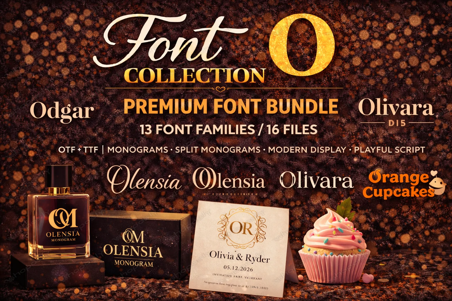 Font Collection O – Premium Font Bundle (13 Families / 16 Files) | OTF + TTF | Monograms