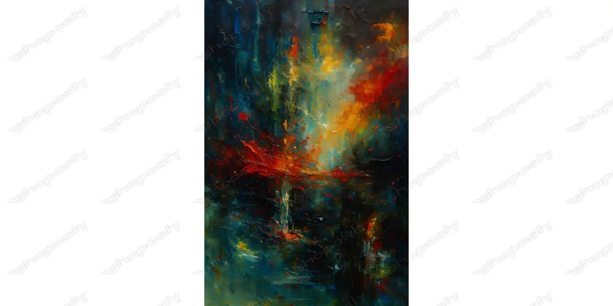 Embers of the Deep – Powerful Abstract Painting in Fire and Shadow 30 x 45 cm 300 DPI