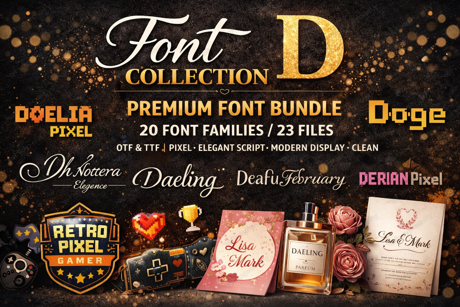 New 2026 Font Collection D – Premium Font Bundle (20 Families / 23 ...