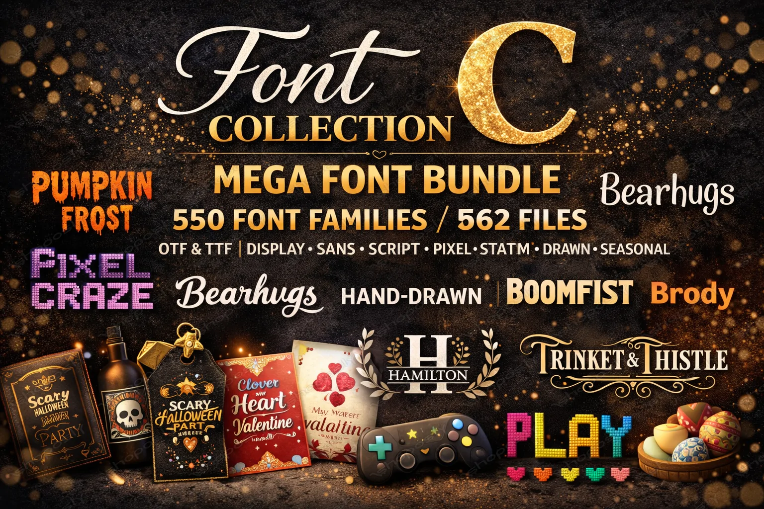 New 2026 Font Collection C – Mega Font Bundle (550 Families / 562 Files ...